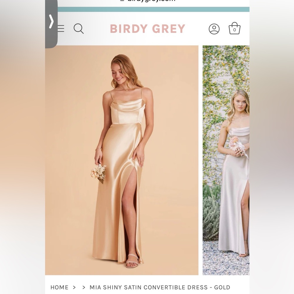 Birds gray bridesmaid dress - gold